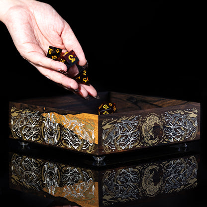 Avantris x Laserox "The Crooked Moon" Ziricote Dice Tray
