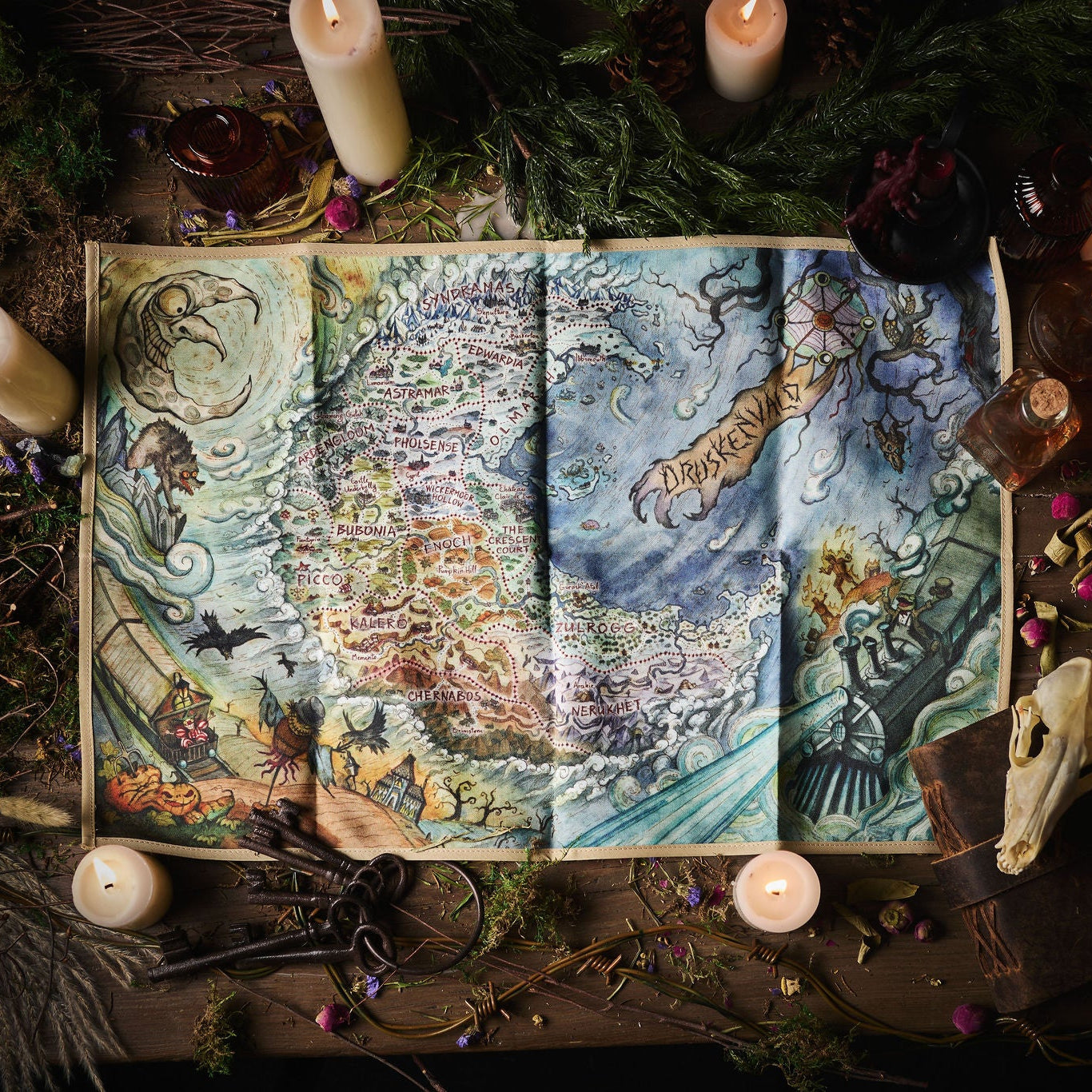 Crooked Moon Dual-Sided Cloth Map