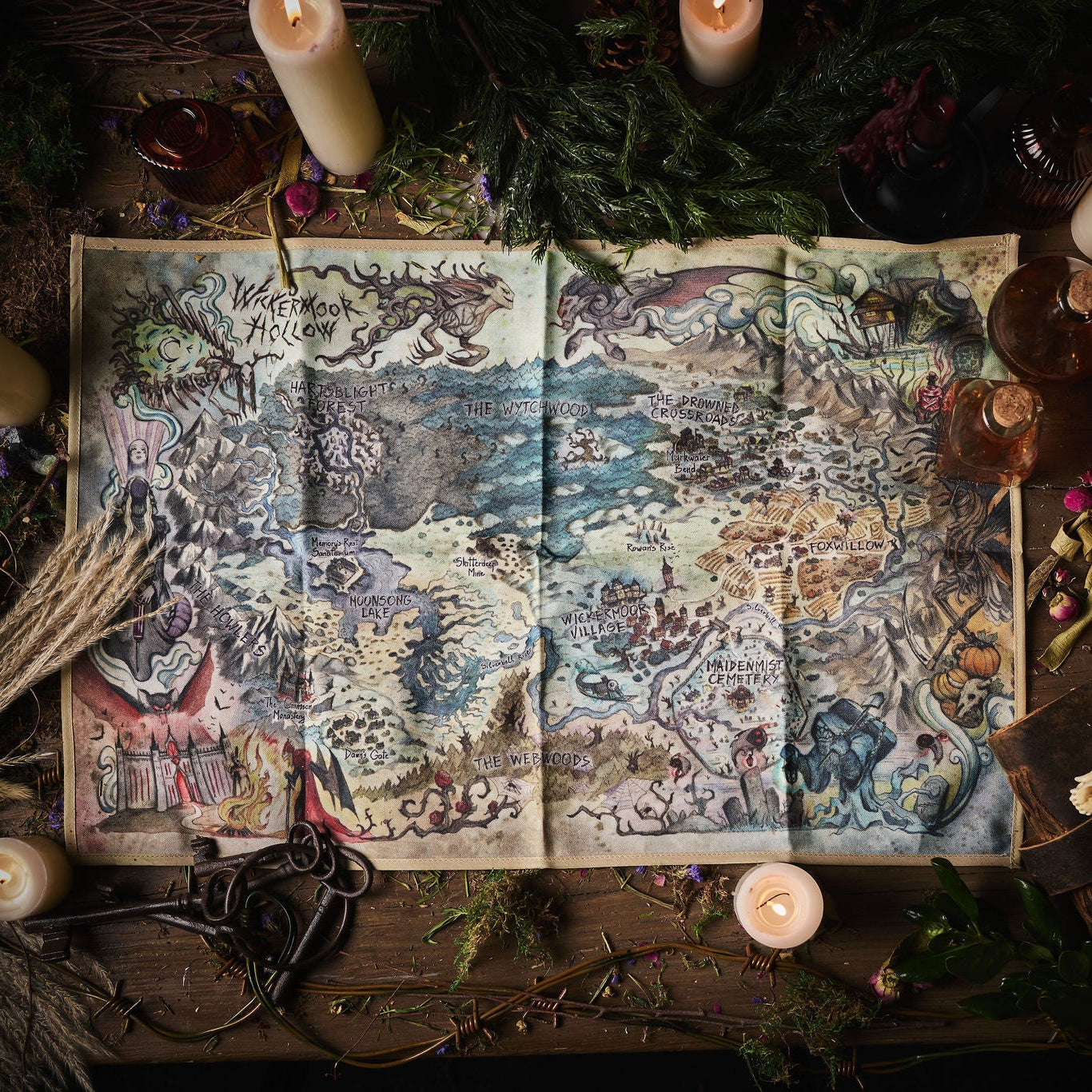 Crooked Moon Dual-Sided Cloth Map