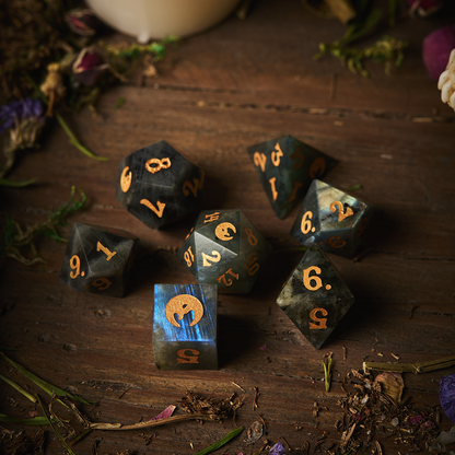 Crooked Moon Labradorite Gemstone Dice Set
