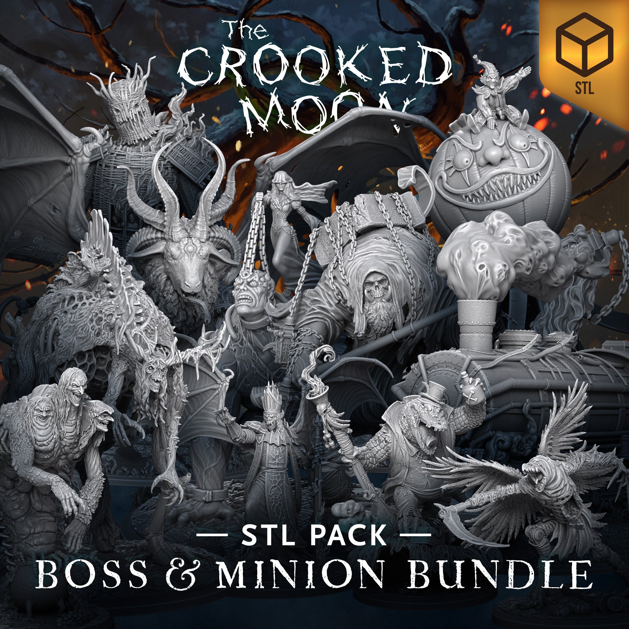 Crooked Moon Digital Boss & Minion Miniatures STL Bundle