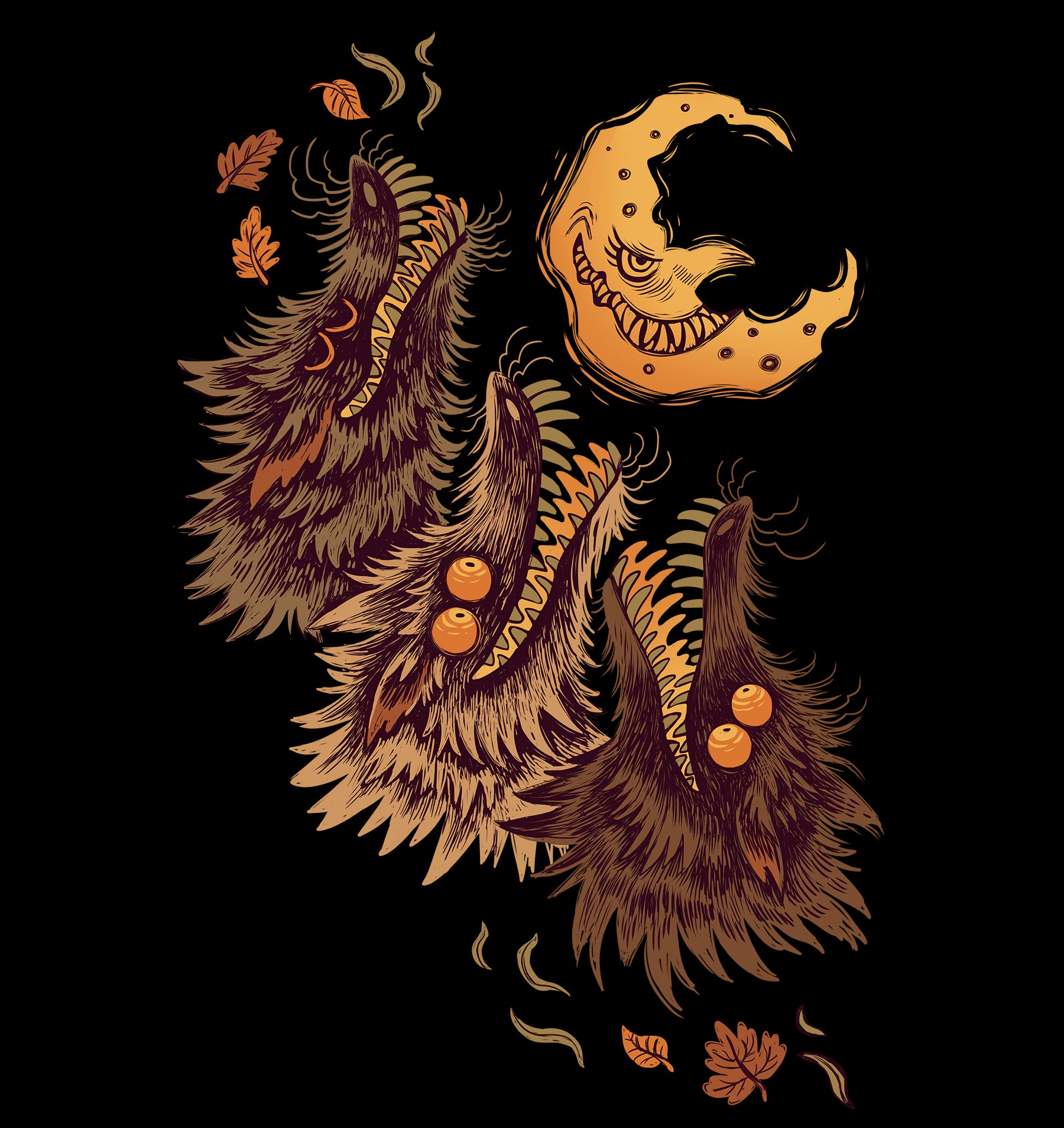 Three Hypnovulfen Crooked Moon Tee