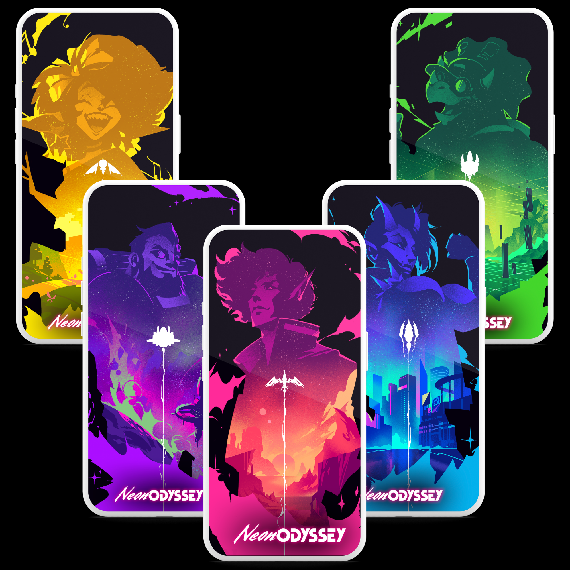 Free Digital Wallpapers: Neon Odyssey Stardust Rhapsody Team Collection