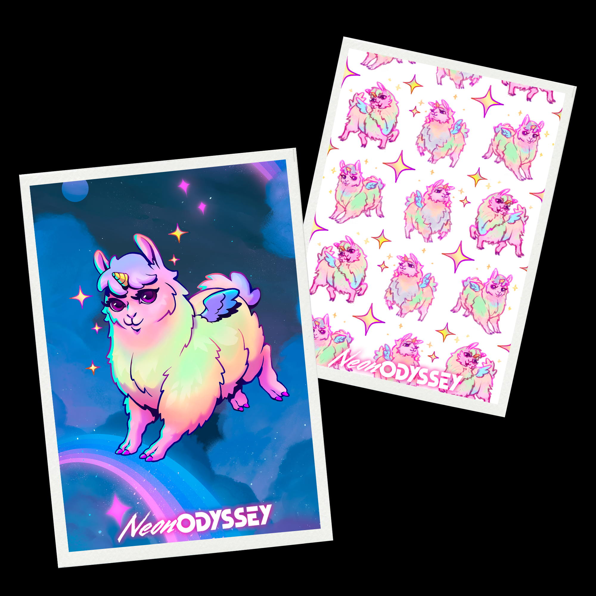 Free Digital Wallpapers: Neon Odyssey Llamacorn Collection